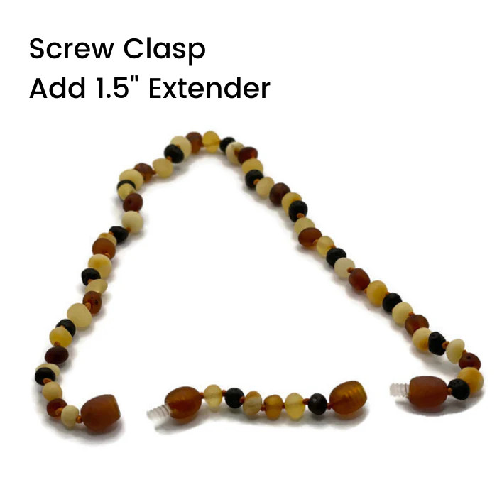 Fast RELIEF for Teething Baby NATURALLY 100% Baltic Amber Necklace Raw Multi