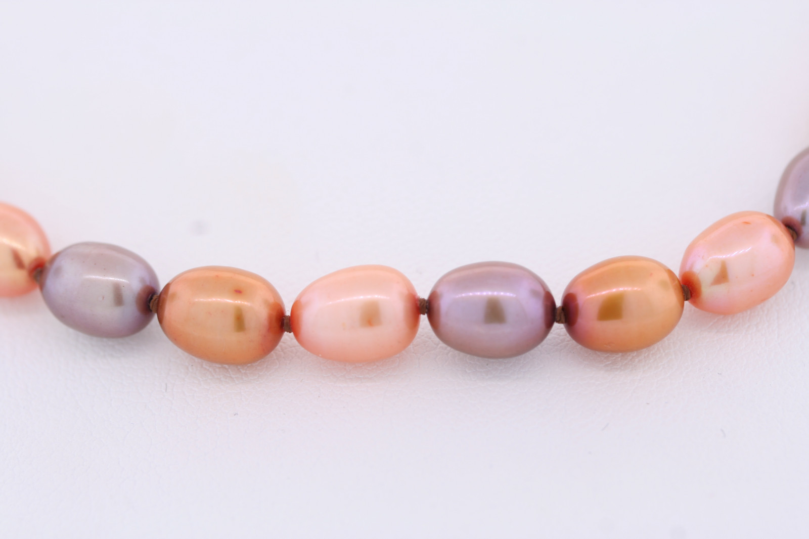 HONORA 7-8mm Oval Dyed Pink Purple Peach Cultured Freshwater Pearl Necklace 18″