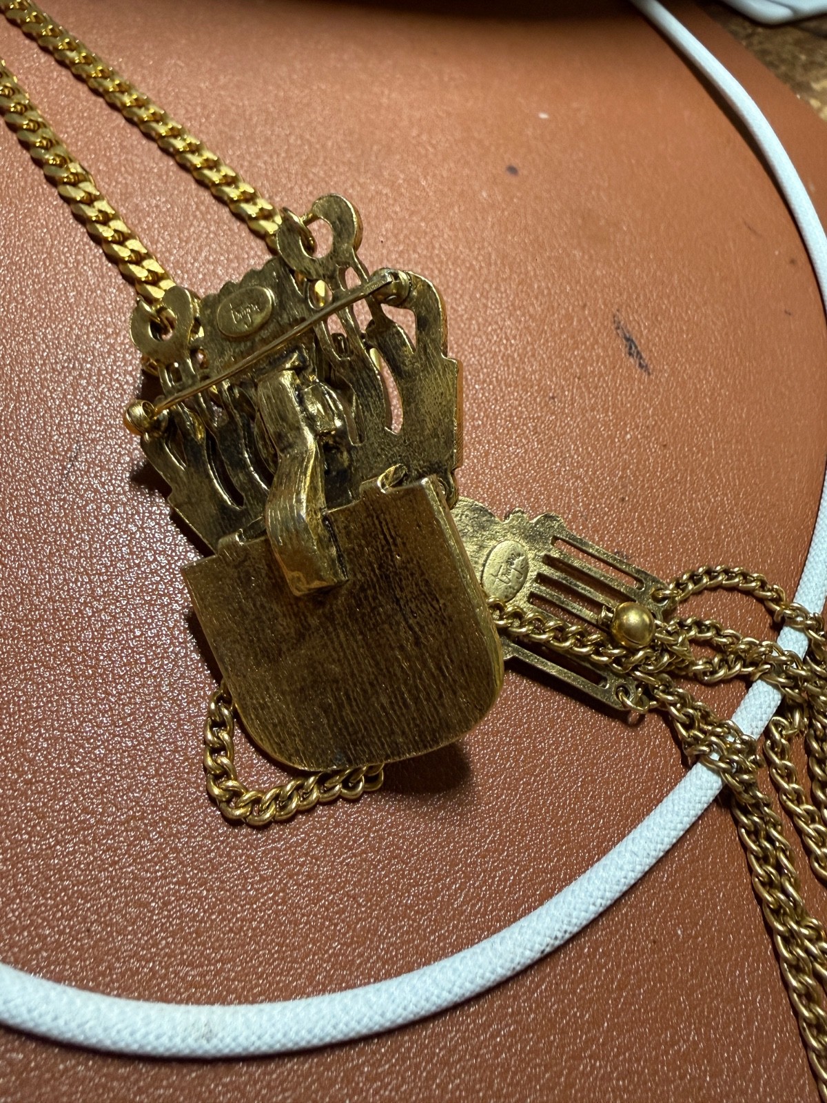 Rare Cuahutemoc Aztec Descending Eagle Necklace by Trigere, circa 1950s (#H)
