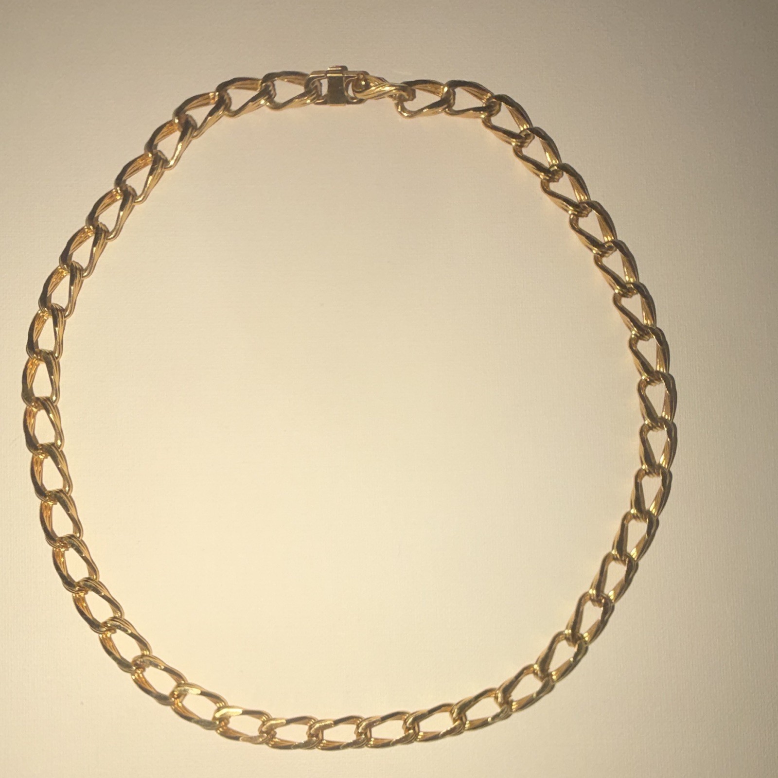 14kt Gold Shelled necklace, 24 inch In classic flat curb link design. Read below