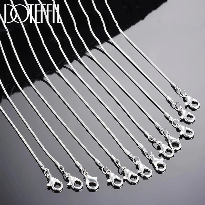 10pcs Hot Sale 925 Sterling Solid Silver 1mm Snake Chain Necklace Jewelry Gift