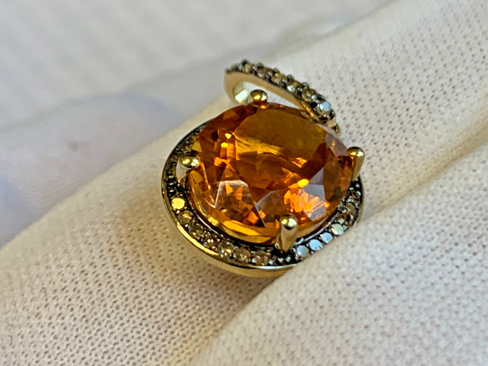 10K Yellow Gold Pendant 2.33g Fine Jewelry Citrine Color & Clear Charm *READ*