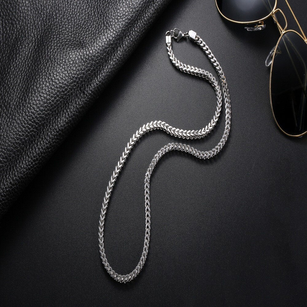 18″-30″ Mens Stainless Steel 4mm Franco Box Cuban Curb Link Chain Necklace #N213