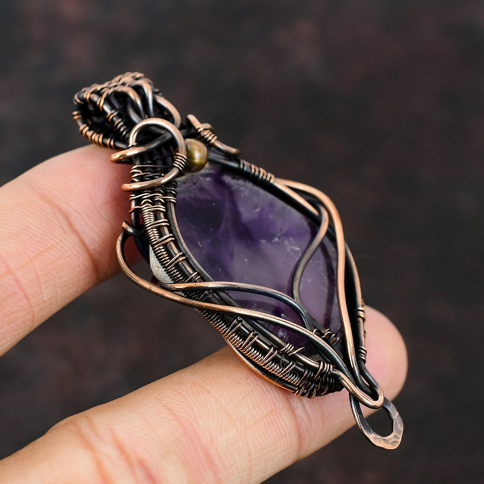 Super 23 Amethyst Gemstone Jewelry Copper Wire Wrapped Pendant For Women 2.76″