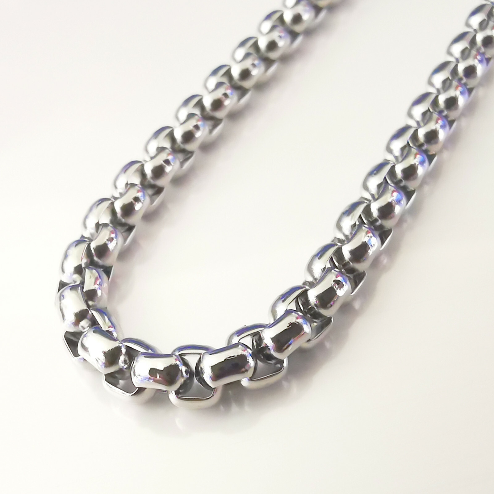 Rounded box chain stainless steel bracelet or necklace Venetian chain 7–34 inch