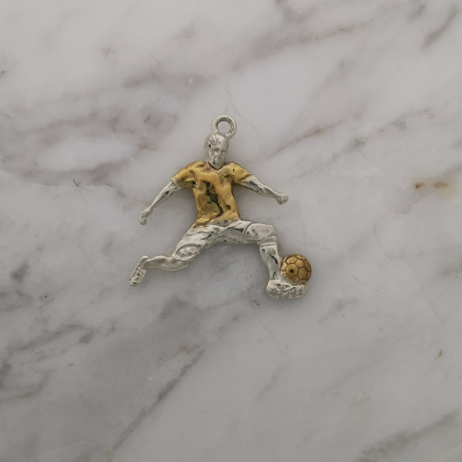 Football Pendant Necklace for Men – 925 Silver with Gold Plating Jewelry
