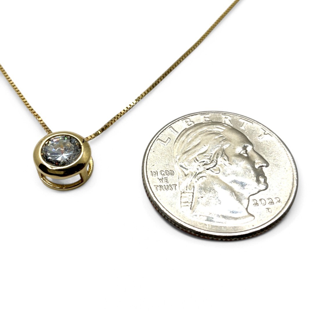 14k Yellow Gold White/Colorless Cubic Zirconia Pendant 18in (KS1019093)