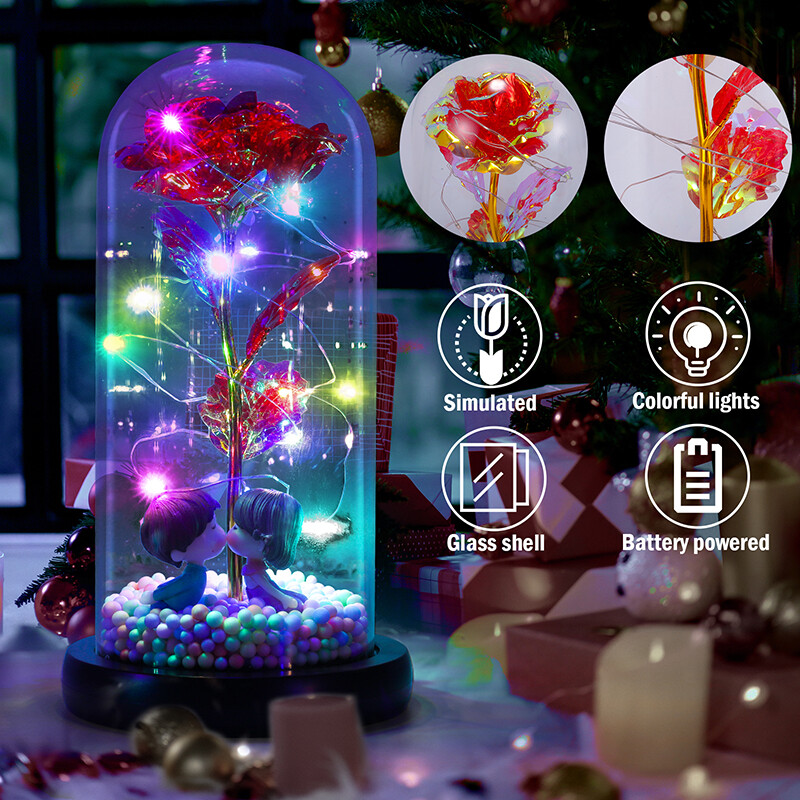 Beauty and The Beast Rose LED Enchanted Galaxy Rose Eternal Flower Lighted Décor