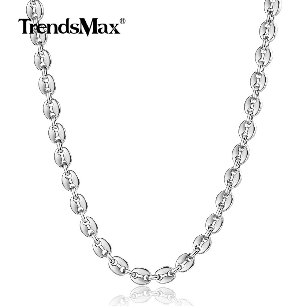 7mm 18-24″ Silver Stainless Steel Marina Link Necklace Jewelry for Unisex Chain