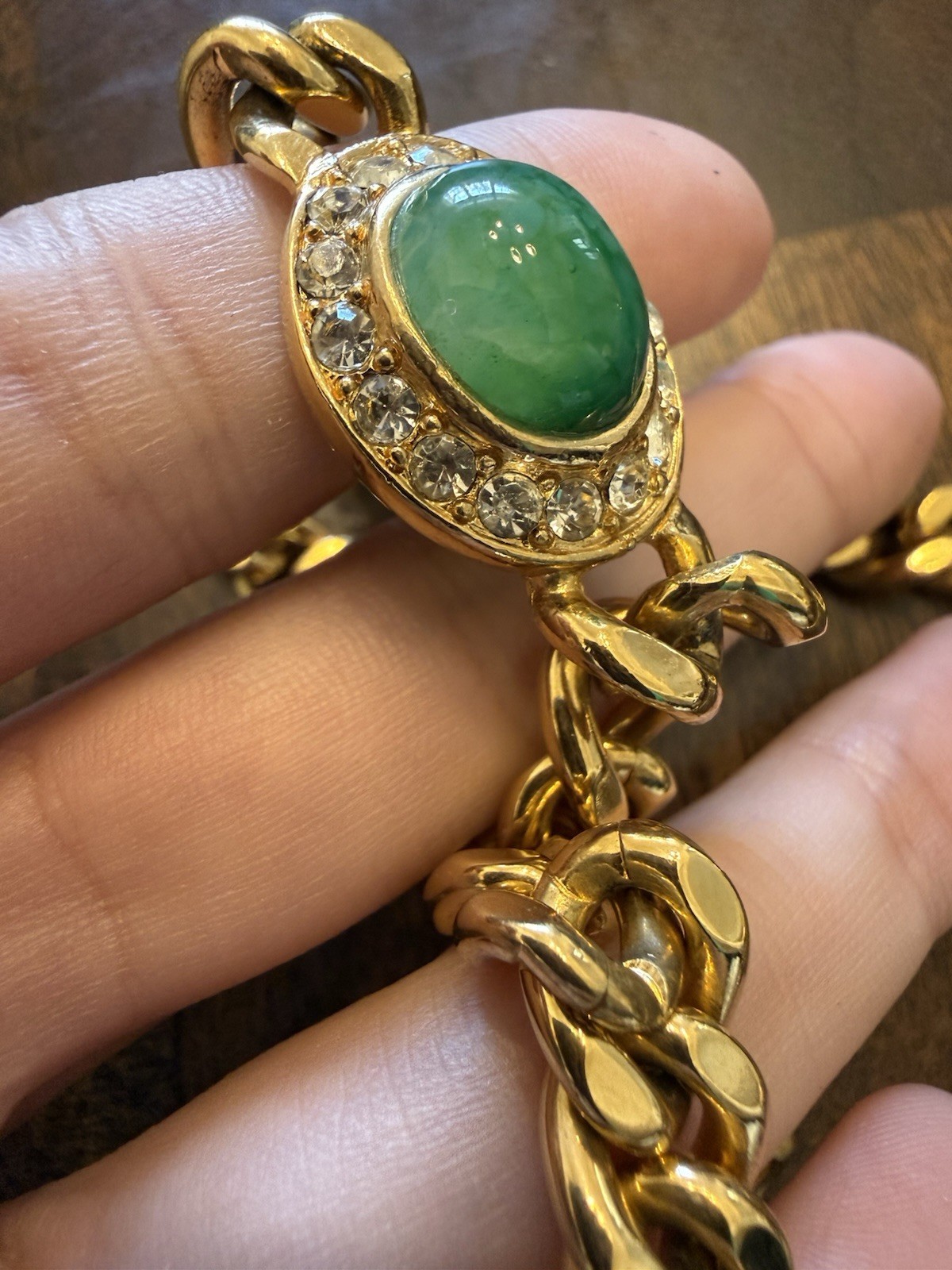 Vintage CINER Gripoix Gold Tone Long Link Necklace in Excellent Cond-Rare Find