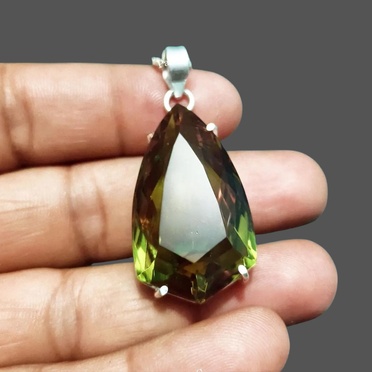 70Ct Color Change Alexandrite Pendant Lab Created German Silver Necklace