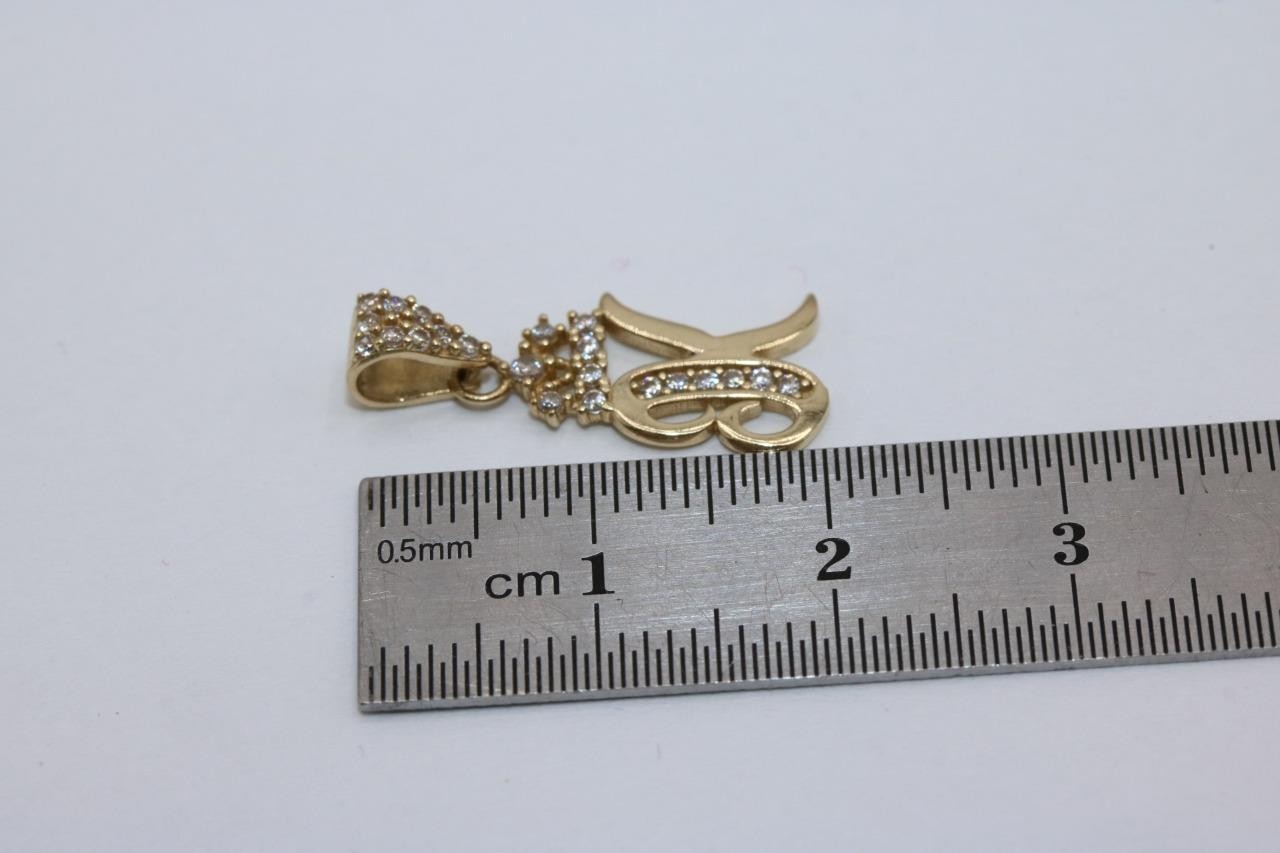 Fine 10K Yellow Gold Letter K Cursive Initial Pendant Charm Necklace 0.8gr