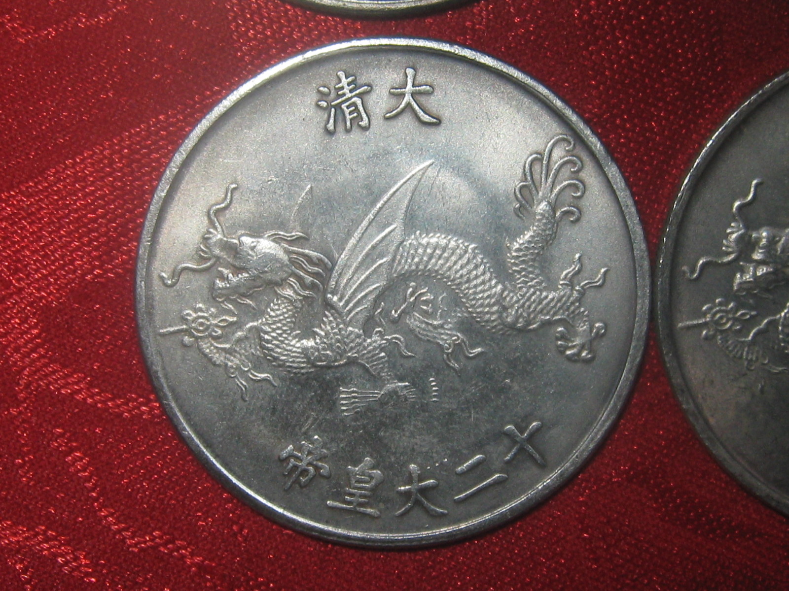 WHOLESALE LOT OF 8 OLD CHINESE DRAGON COIN CHARMS PENDANTS NECKLACES 4 COINS