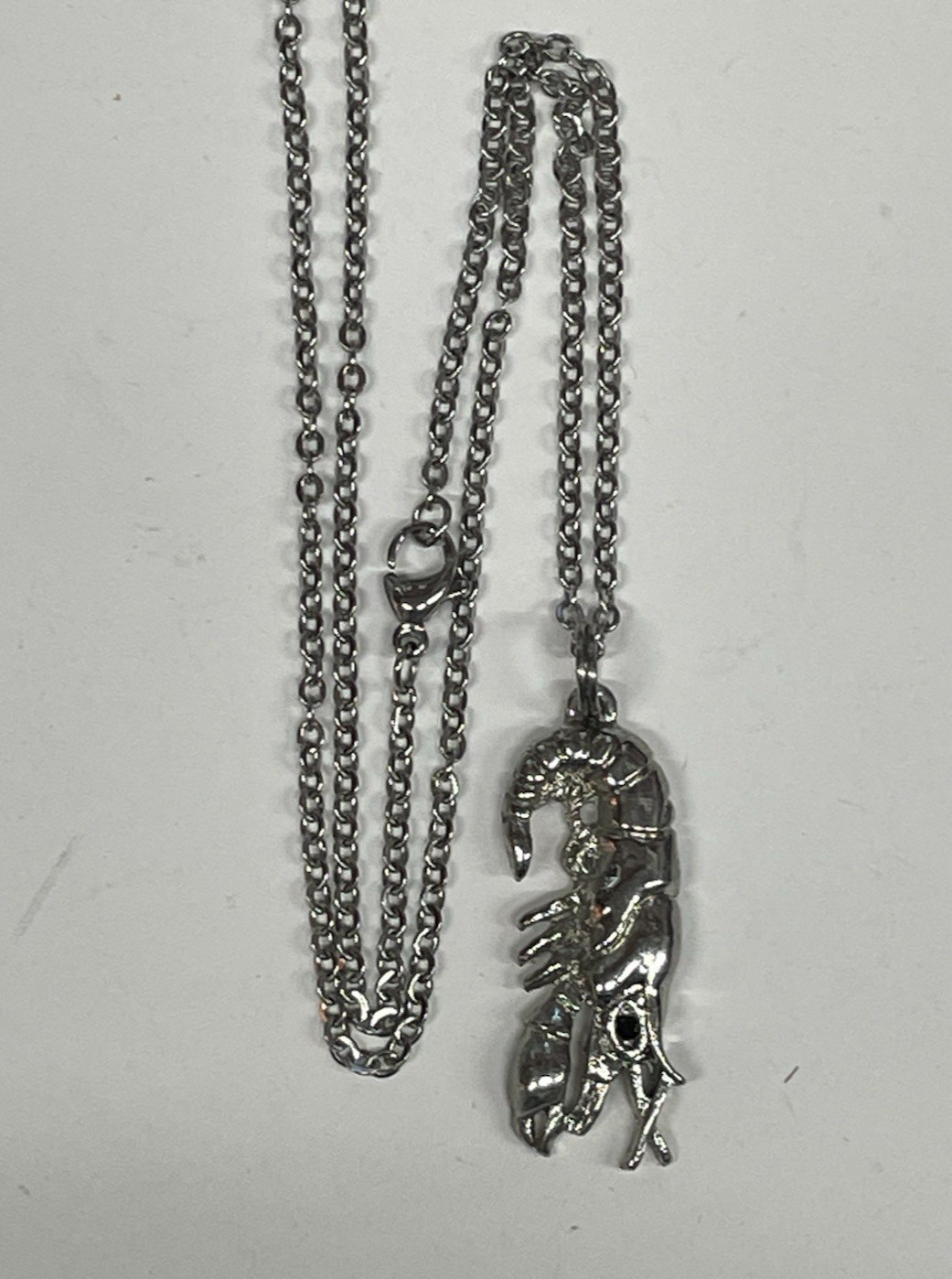 Crawfish Lobster SM Silver Necklace 18” Stainless Coastal Jewelry Sea Life NEW