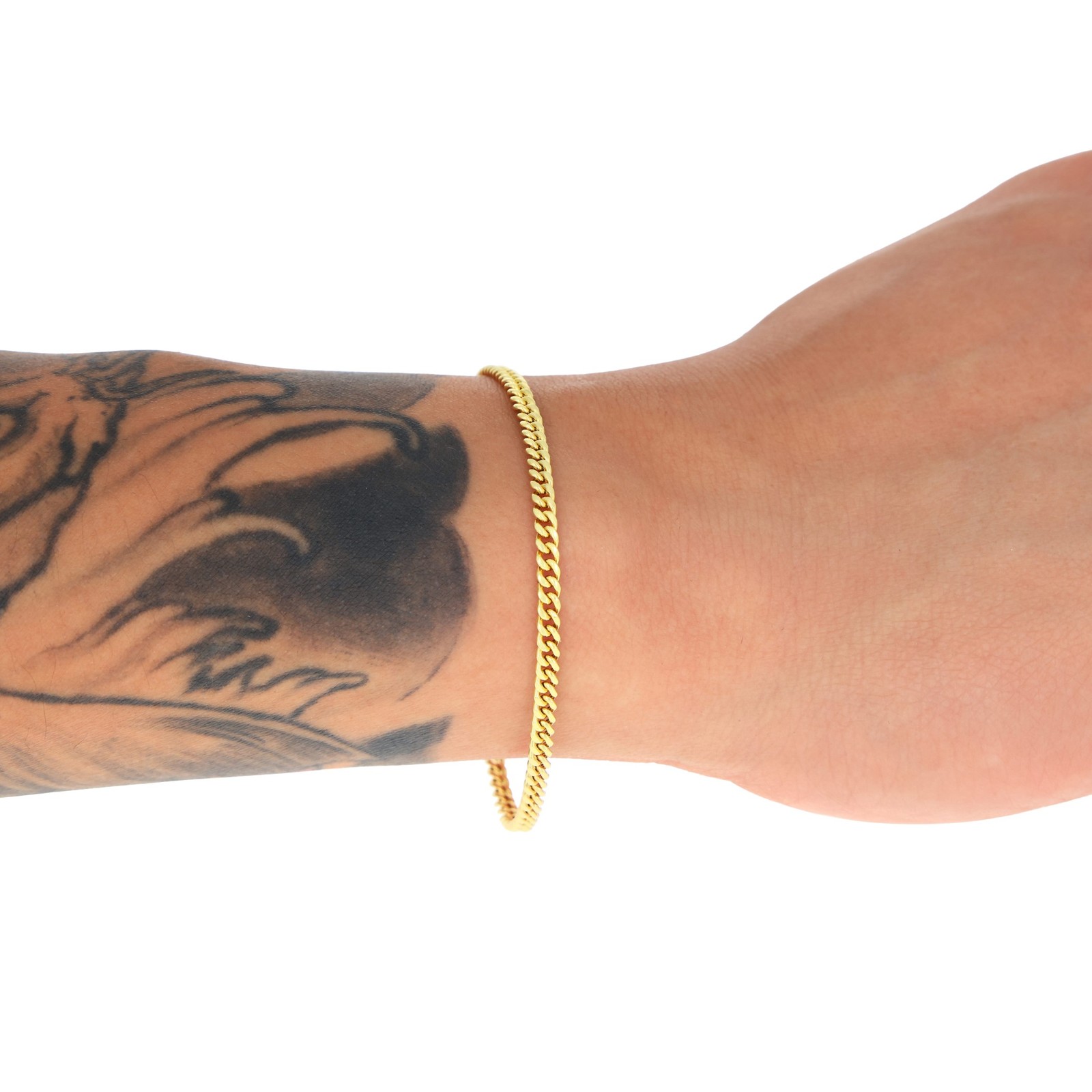 10K Yellow Gold 3mm Miami Cuban Link Chain Bracelet Men Women 7″ 7.5″ 8″ 8.5″ 9″