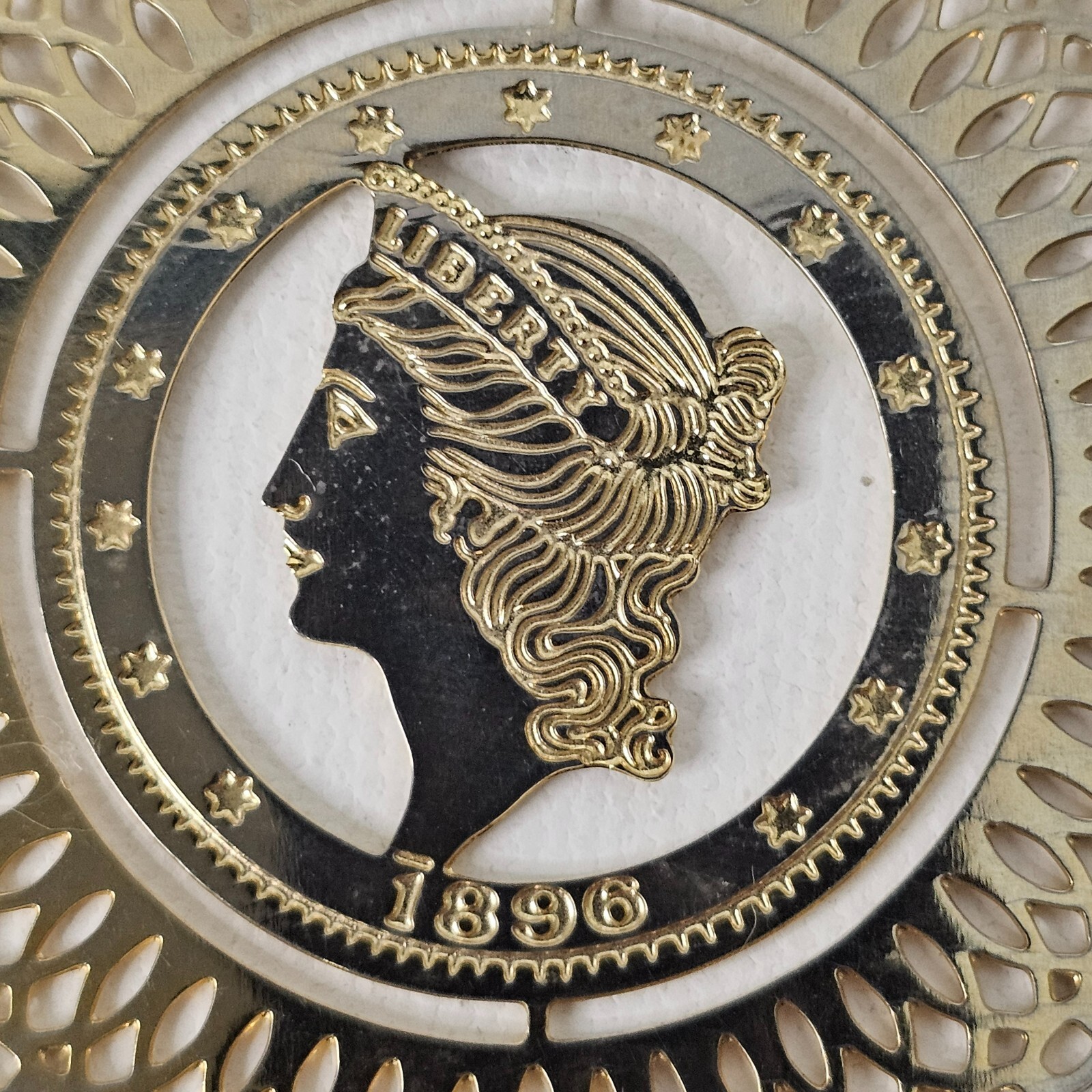 Gold Tone Liberty Head Circle Pendant Medallion