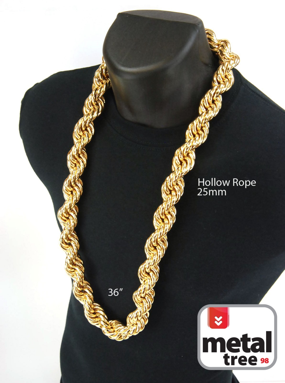Hip Hop Gold Plated Hollow Chunky Rope Dookie Chain Necklace 30″ or 36″