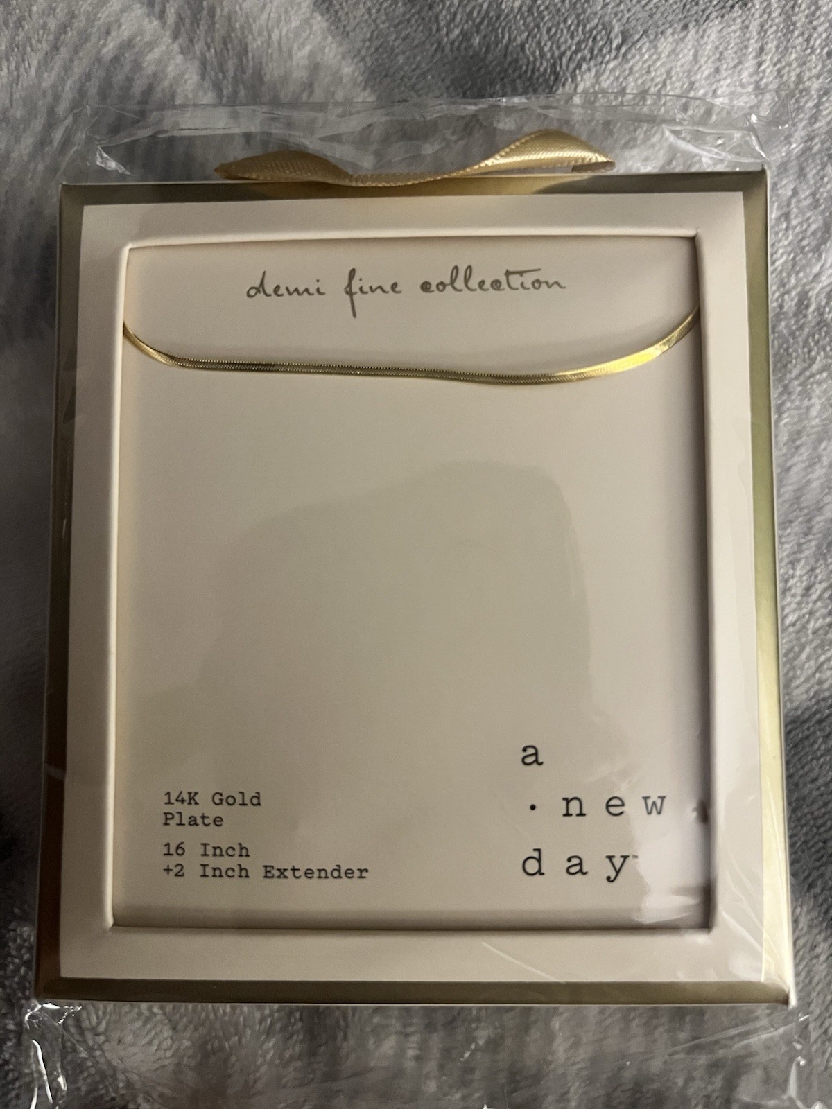 A NEW DAY Demi Fine 14K Gold-Plated Snake Necklace–16″ chain w/extender NIB