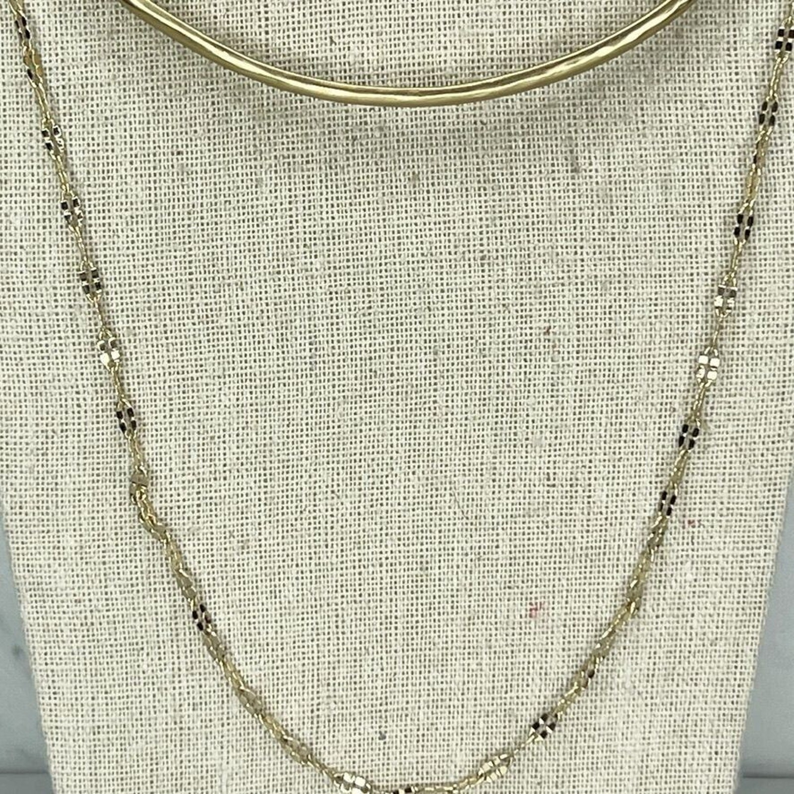 Chico’s Black Faux Leather Gold Tone Layered Chain Necklace – 17″