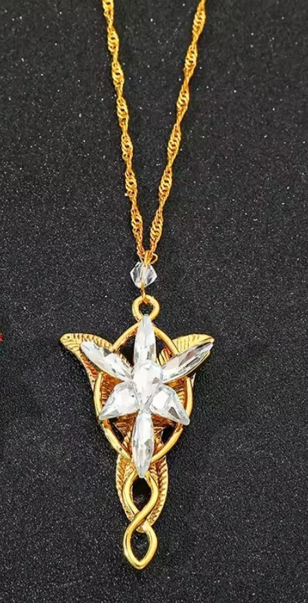 Arwen Evenstar Gold Necklace Aragorn Elven LOTR Lord of the Rings