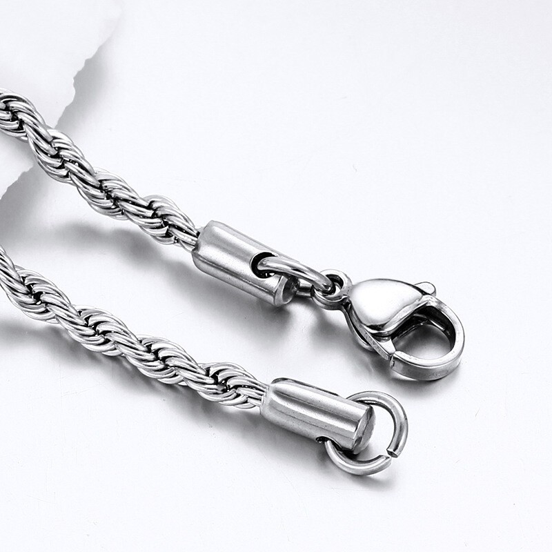 2mm – 7mm 316L Stainless Steel Women Men Rope Chain Necklaces 18-32”