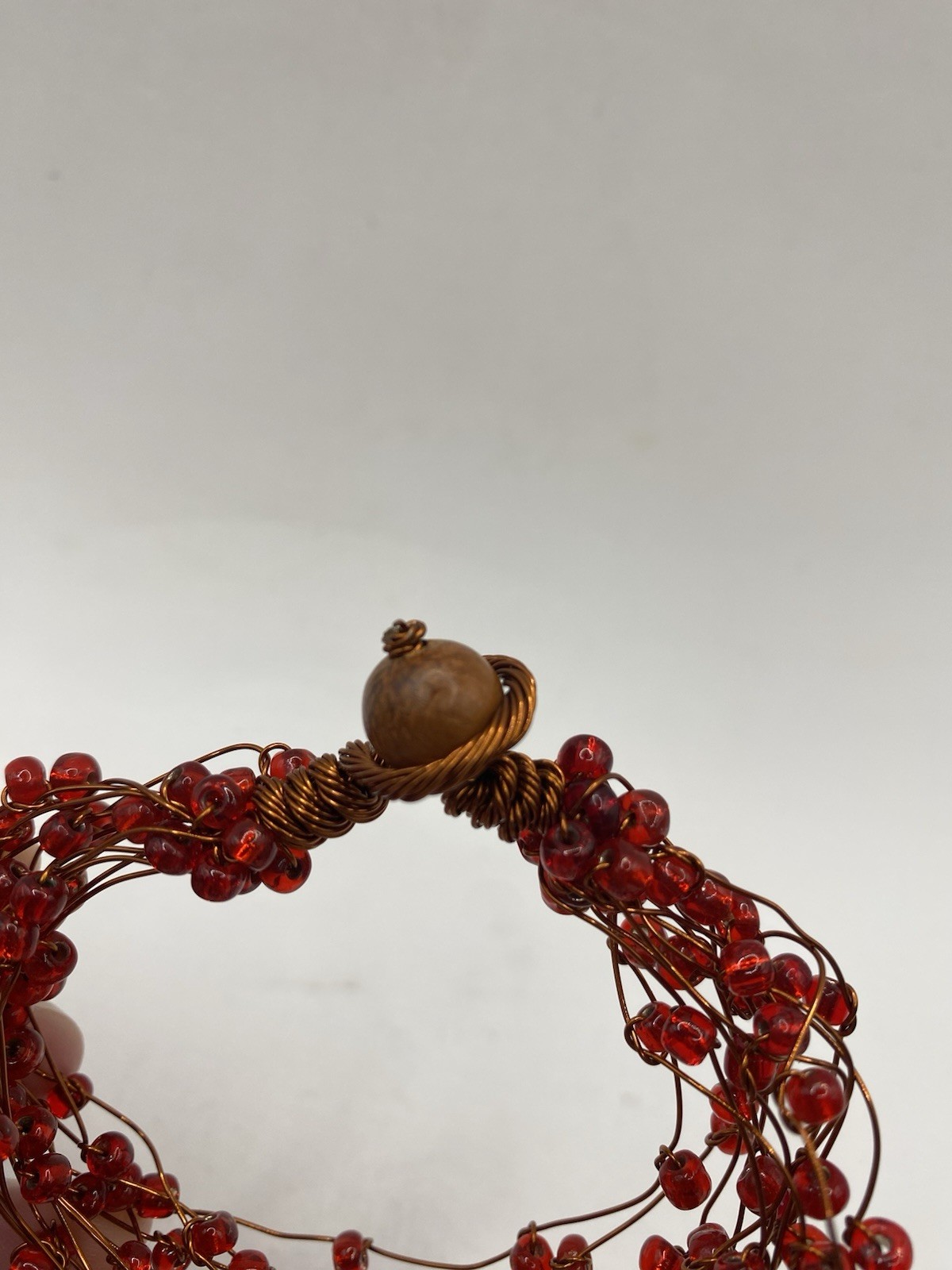 Mi Linea Red Beaded Copper Wire Multi-strand Choker Necklace And Bracelet