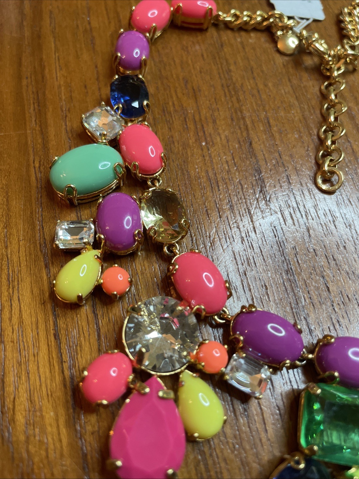 J Crew Bright Color Candy Rainbow Glass And Acrylic Statement Necklace