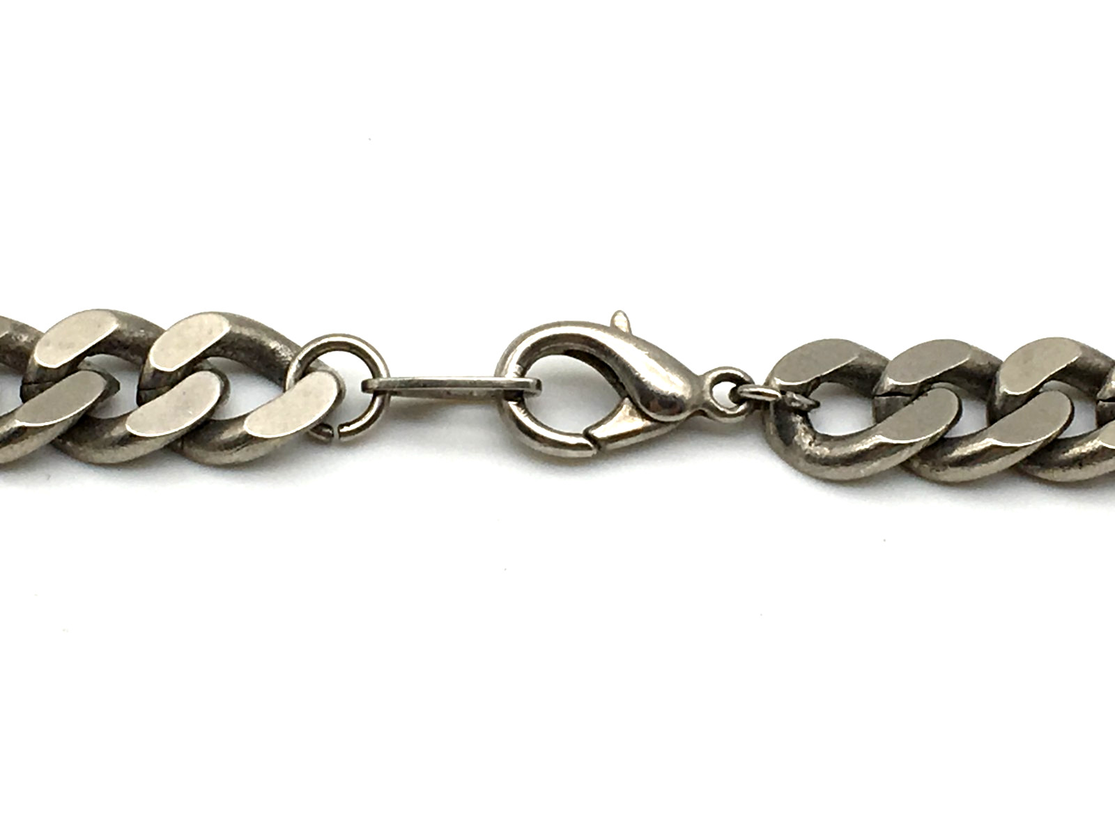 SilverTone Heavy Cuban Curb Link Flat Chain Lobster Clasp 34″ Necklace