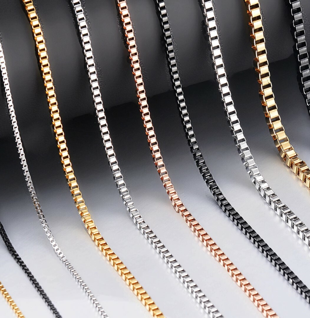Gold Stainless Steel 50 cm (19.7 Inch) 2 mm Square Box Neck Chain Necklace