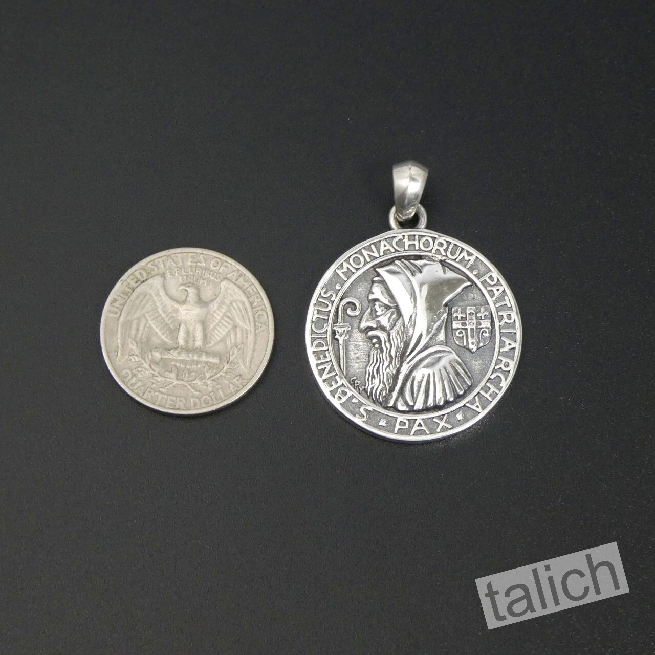 Solid 925 Sterling Silver Saint Benedict Medal Round Pendant Amulet Great Gift