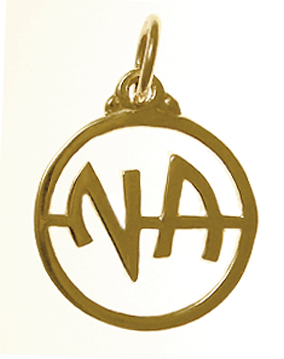 NA Narcotics Anonymous Classic Initial Pendant, #40-11 Medium Size, Brass
