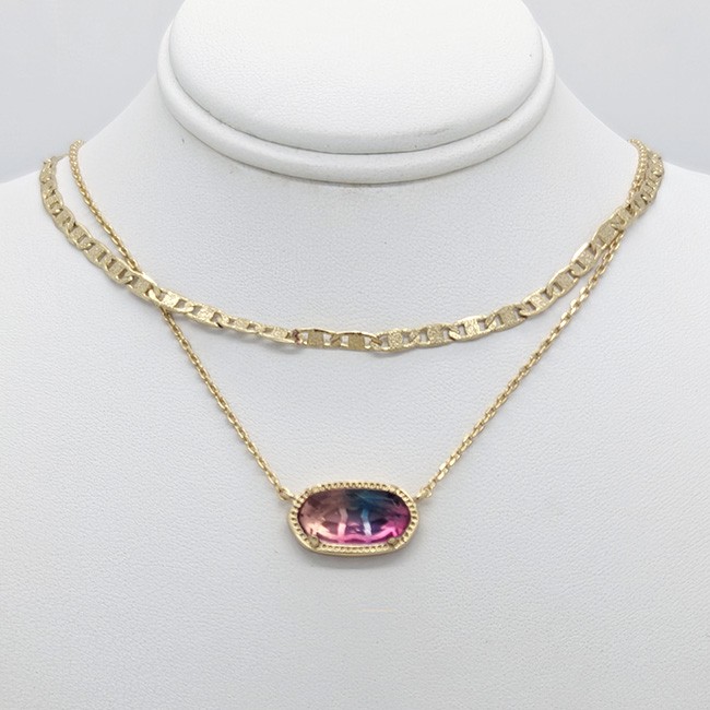 Kendra Scott Elisa Gold Multi Strand Pendant Necklace In watercolor