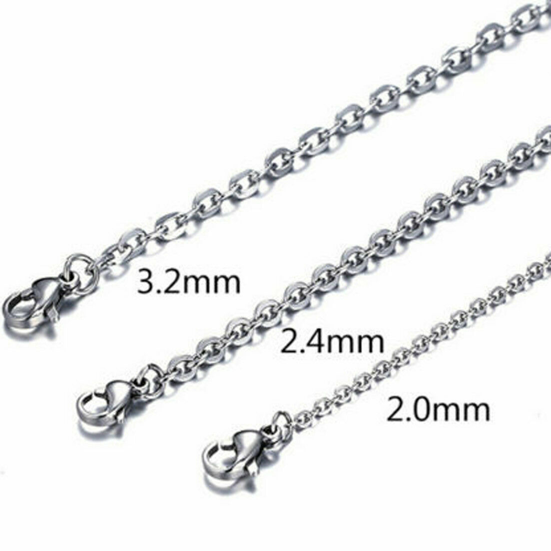 1.5-3.2mm 16″-32″ Wholesale In Bulk Stainless Steel Silver Oval Chain Necklace