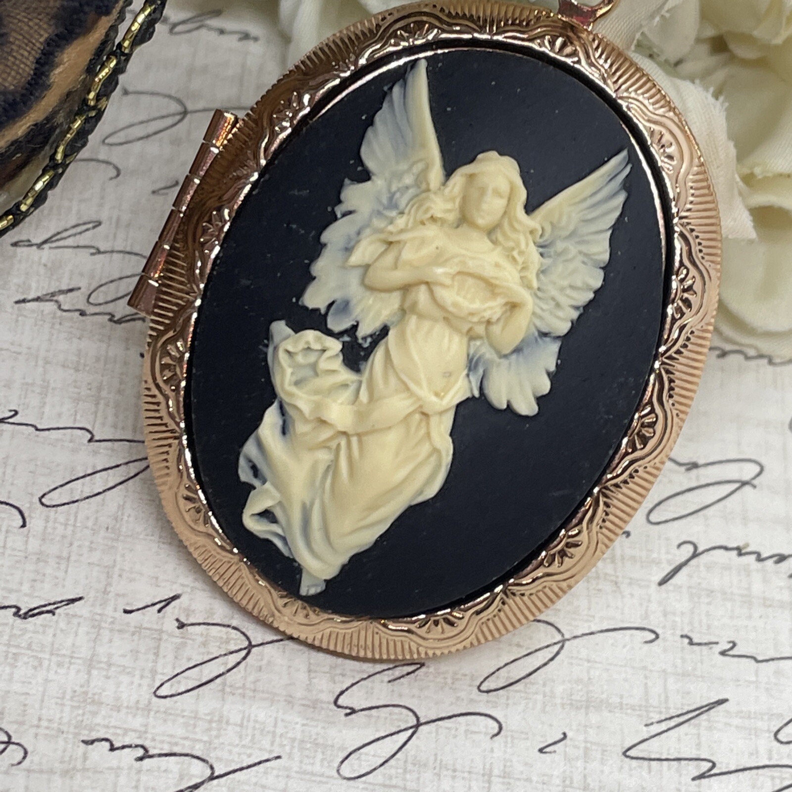 Angel Wedding Anniversary Birthday Rose Gold gift Bridal Bridesmaid Photo Locket