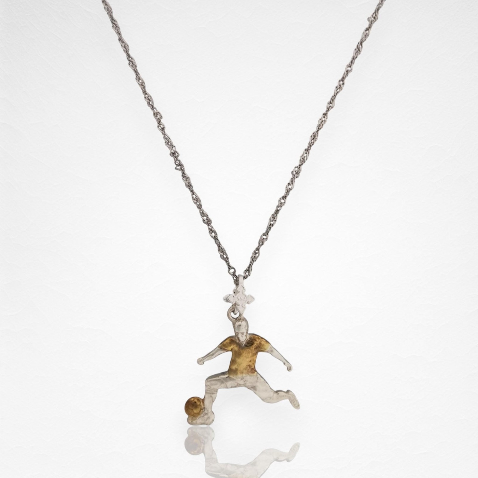 Football Pendant Necklace for Men – 925 Silver with Gold Plating Jewelry