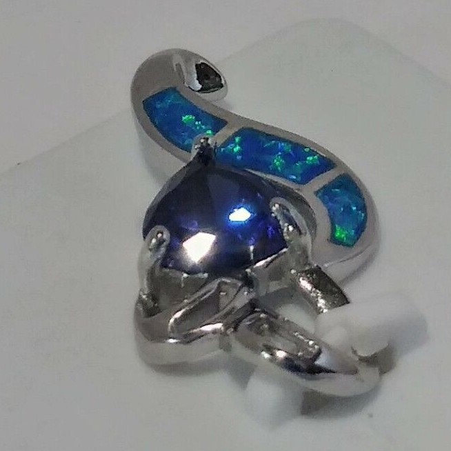 925 STERLING SILVER Rhodium plated MODERN HEART Pendant Cz cubic zircona