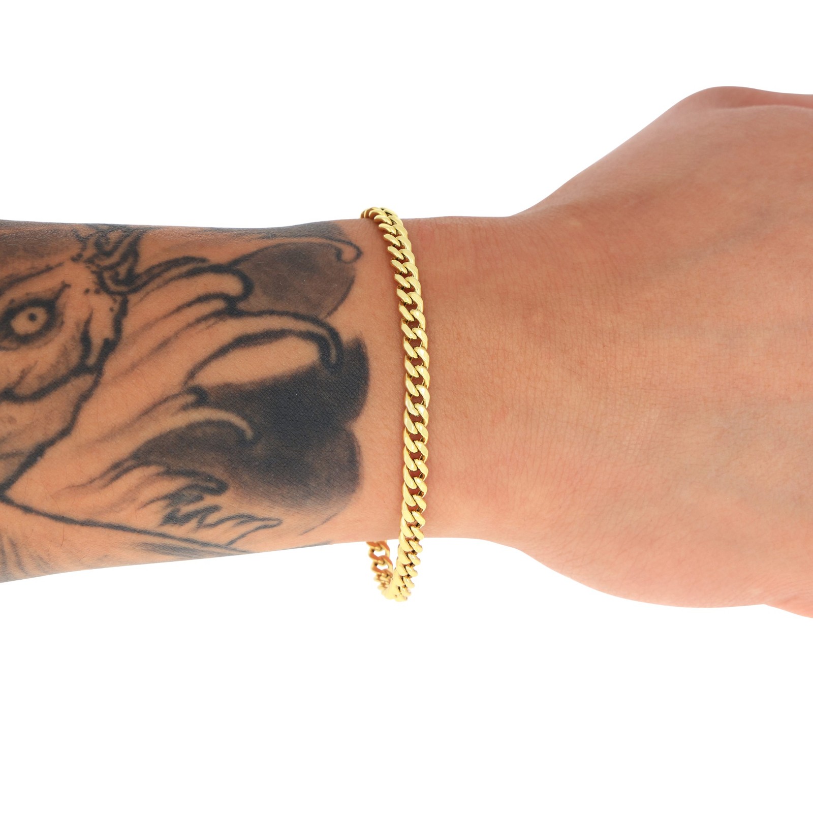 10K Yellow Gold 4.5mm Miami Cuban Lightweight Chain Bracelet Mens Womens 7″ -9″