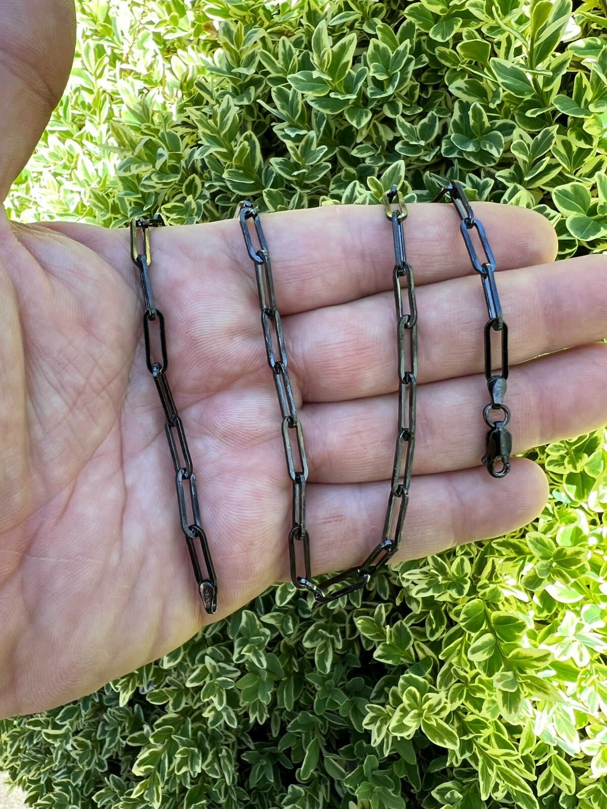 Black Rhodium Oxidized Real 925 Silver Paperclip Rolo Chain 4mm Necklace 14-24″
