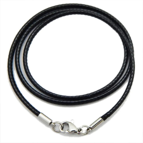 Waterproof Braided Leather Chain Cord Necklace with Stainless Steel Clasp