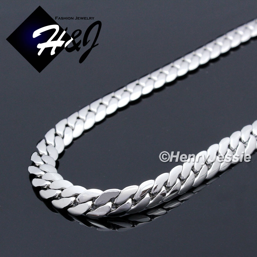 18-40″MEN Stainless Steel 3/4/5/6/8mm Silver Miami Cuban Curb Chain Necklace*155