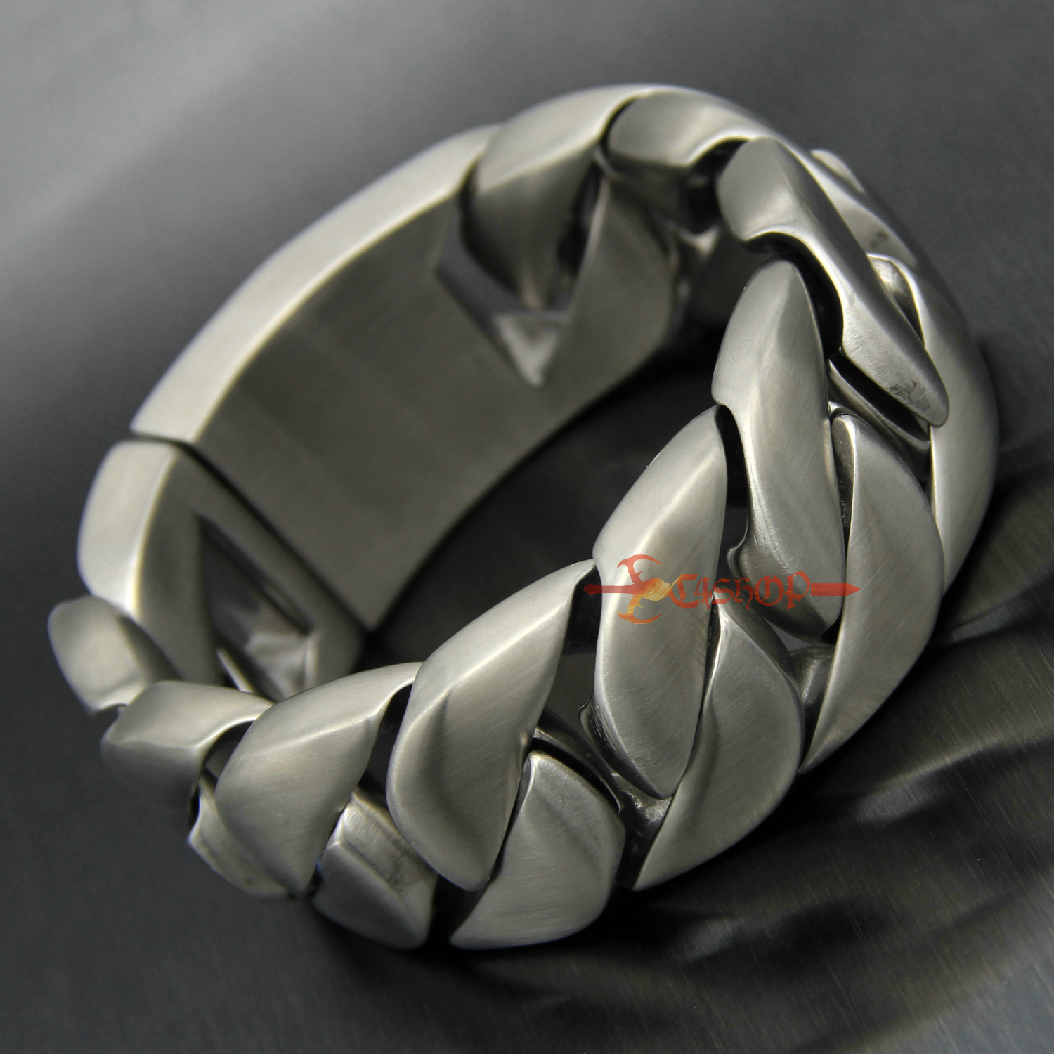 Huge Heavy Matte Brushed Stainless Steel Cuban Chain Men’s Bracelet Necklace