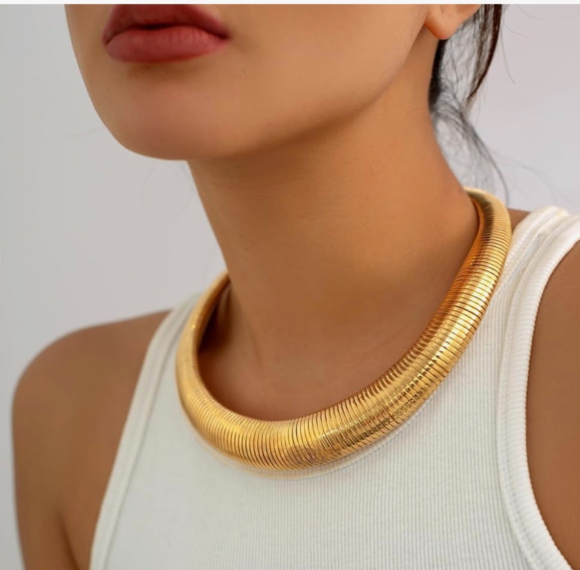 Chunky Gold Choker Necklace for Women 14K Gold Plated Snake Chain