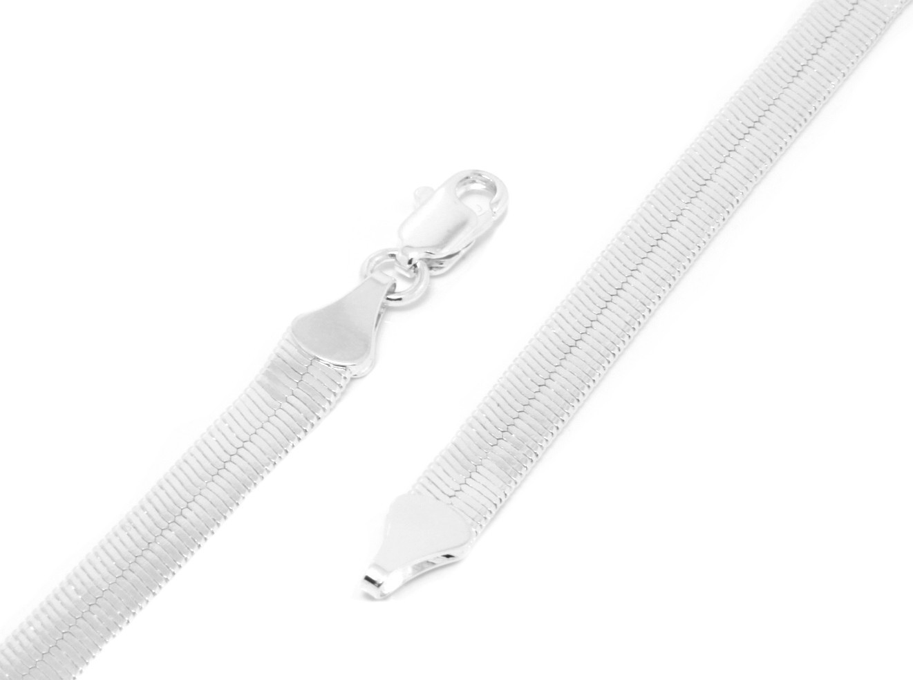 Men & Lady Silver Plated 4mm – 14mm Flat 20″ 24″ 30″ Herringbone Necklace Chain