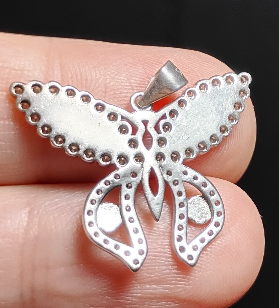 Sterling Silver 925 Butterfly CZ Rhodium Plated Pendant