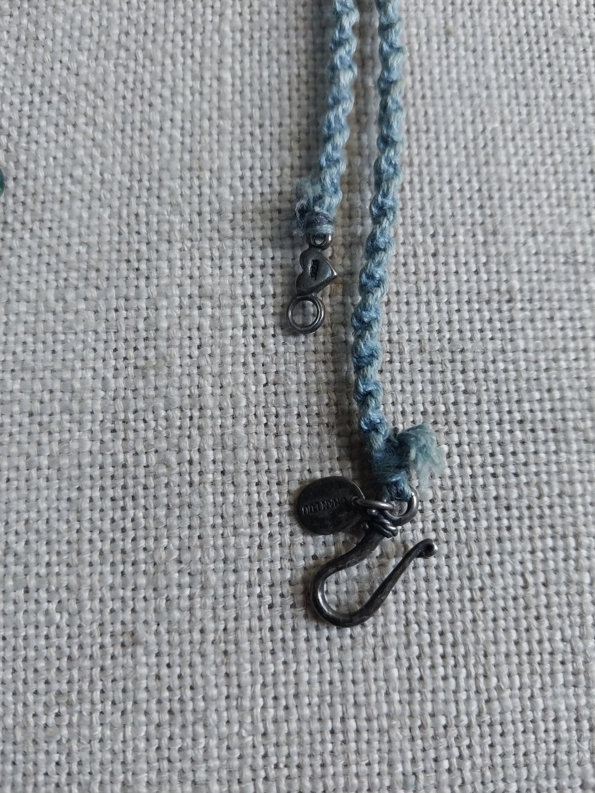 CHAN LUU Necklace Blue Agate Stone With Sliced Pendant And Sterling Clasp