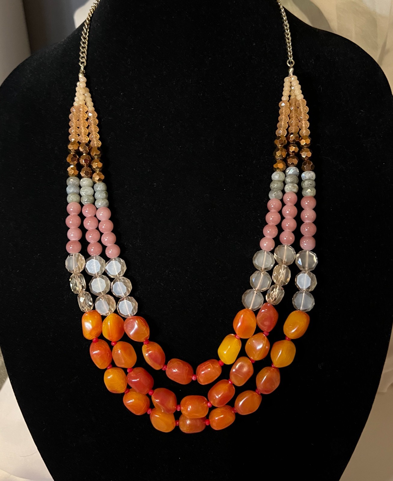 Colorful Glass Beaded Multi-Strand Loft Necklace in Perfect Condition