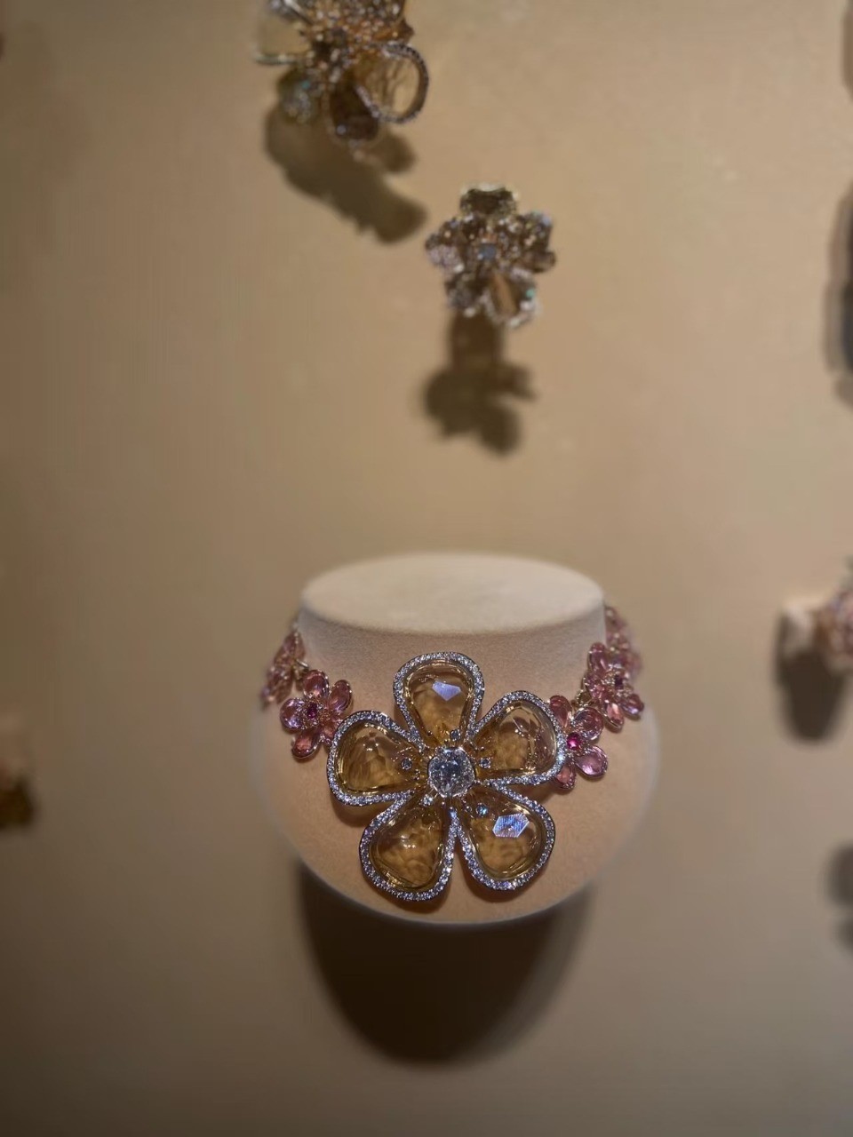 Swarovski Florere Flower Necklace – Pink & Yellow Crystal Fairy Style Statement