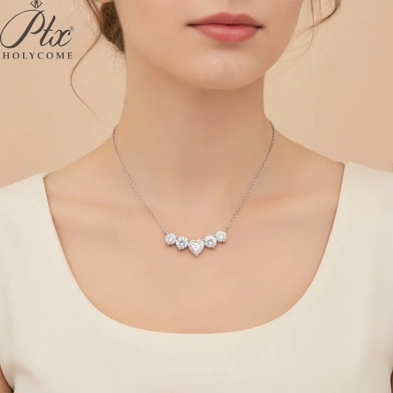 Star Heart Moissanite 925 Silver Necklace D Color VVS1 for Luxury Jewelry Gift