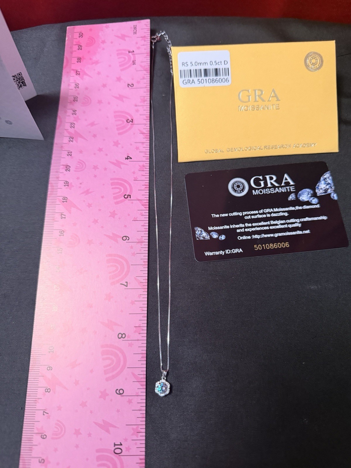 GRA Silver Round White Moissanite Halo Pendant Necklace Snake Chain 18 in