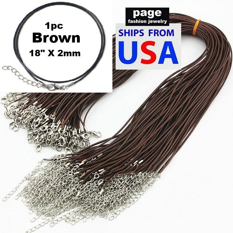 2pcs With 3 Options *2mm* Black/Brown Braided Leather 18″ Cord Necklaces